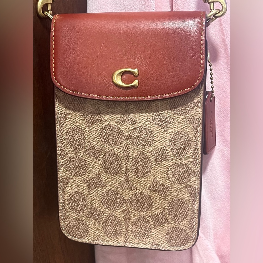 Coach Crossbody Bag - Tan and Red